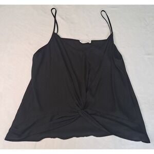 Lush S Front Knot Cropped Blk Cami Soft Grunge Edgy Polished Chic Sophisticated